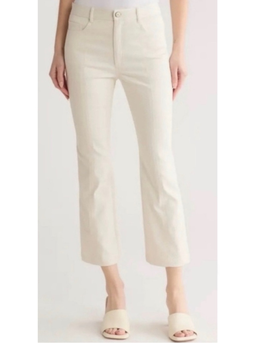 NWT CINQ A SEPT Shannon Jeans High-Rise Cropped Alabaster Ivory Cream Size 0